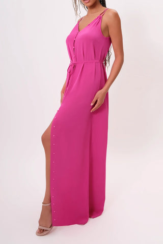 The Marilyn maxi dress in fuchsia by Chloe Colette - Side View