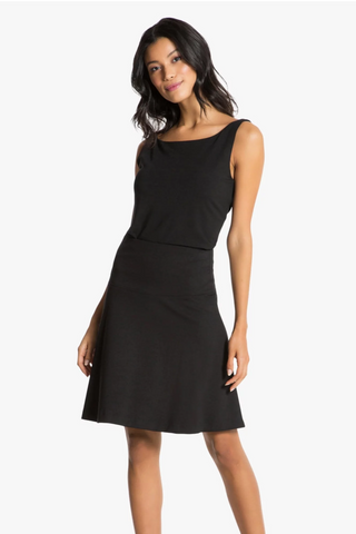 Model is wearing a black Maxine women's skirt by Chloe Colette.