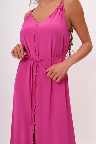 The Marilyn maxi dress in fuchsia by Chloe Colette - Close up