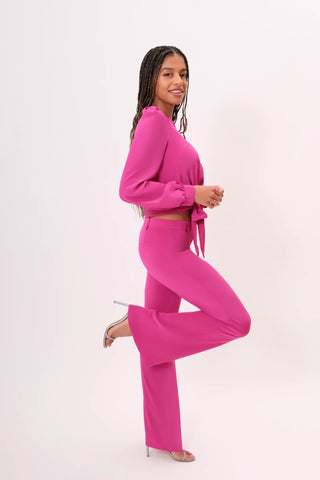 West Palm Silk Pant (Fuchsia) - Side View