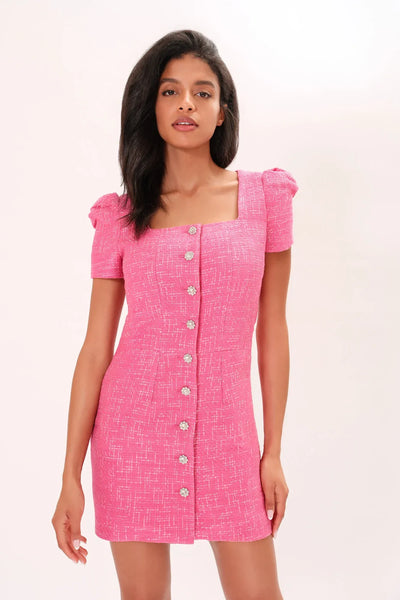 【新品未使用】San Rocco Tweed Knit Dress pink S chloe-colette-amelie-tweed-