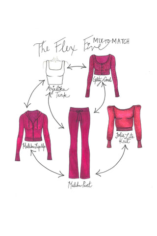 Infographic of The Flex Five mix-to-match by Chloe Colette.