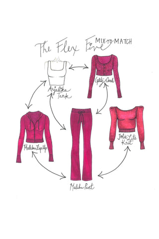 Infographic of The Flex Five of mix-to-match by Chloe Colette.