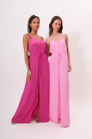 Group shot of Marilyn maxi dress in fuchsia and pink rose by Chloe Colette